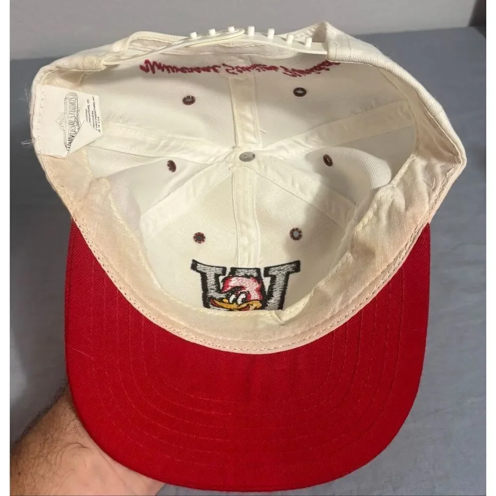Vintage Woody Woodpecker Hat Cartoon Cap Universal Studios Red and White FLAW
